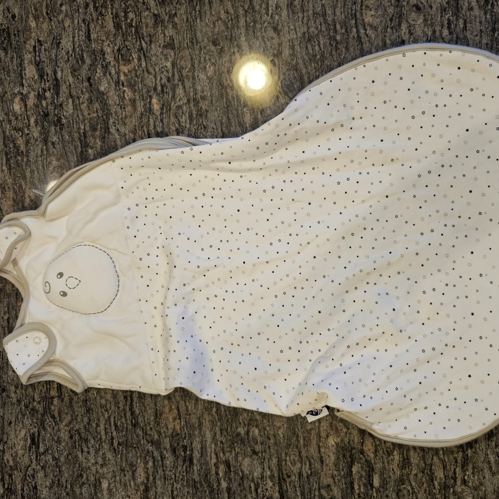 Nested Bean White Sleep Sack with Black Stars